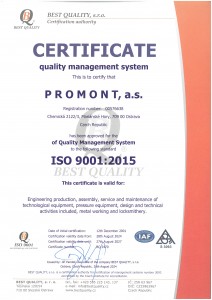 BQ 2470 CERTIFIKÁT_ISO 9001 P R O MO N T , a.s._EN